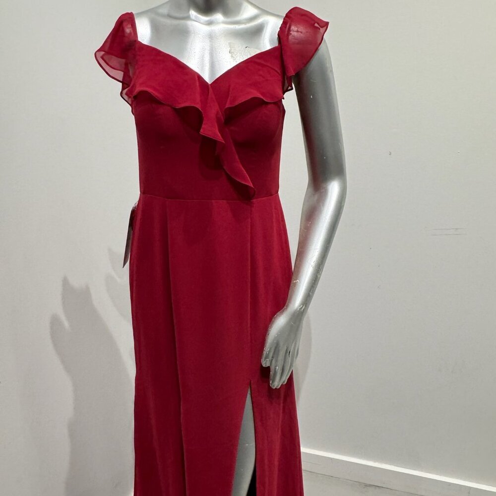 Azazie Burgundy Chiffon Bridesmaid Formal Dress NWT Size 6